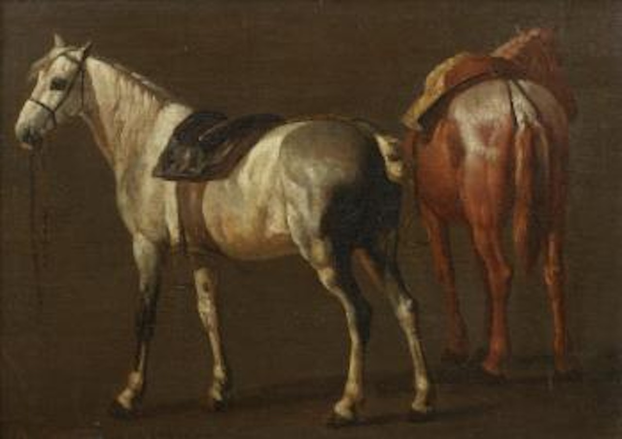 Two horses by Pieter van Bloemen