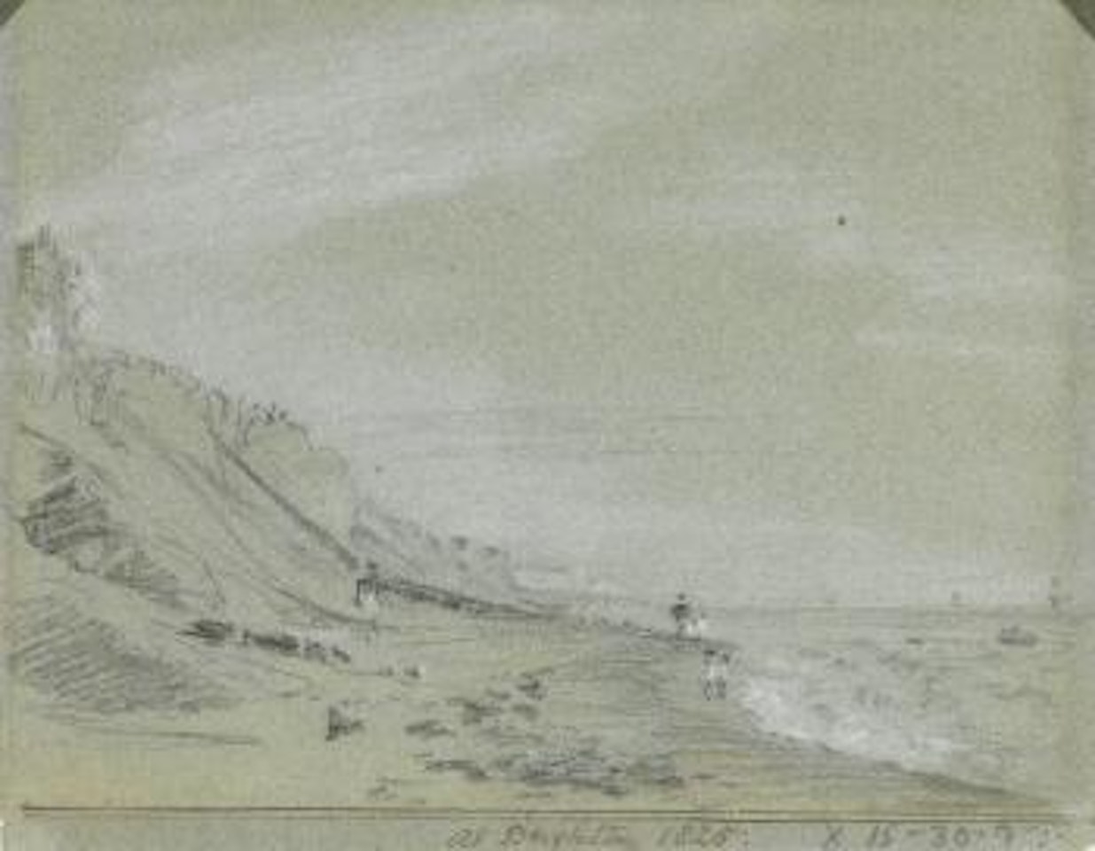 A view of Brighton Beach with figures on the shoreline by John Constable