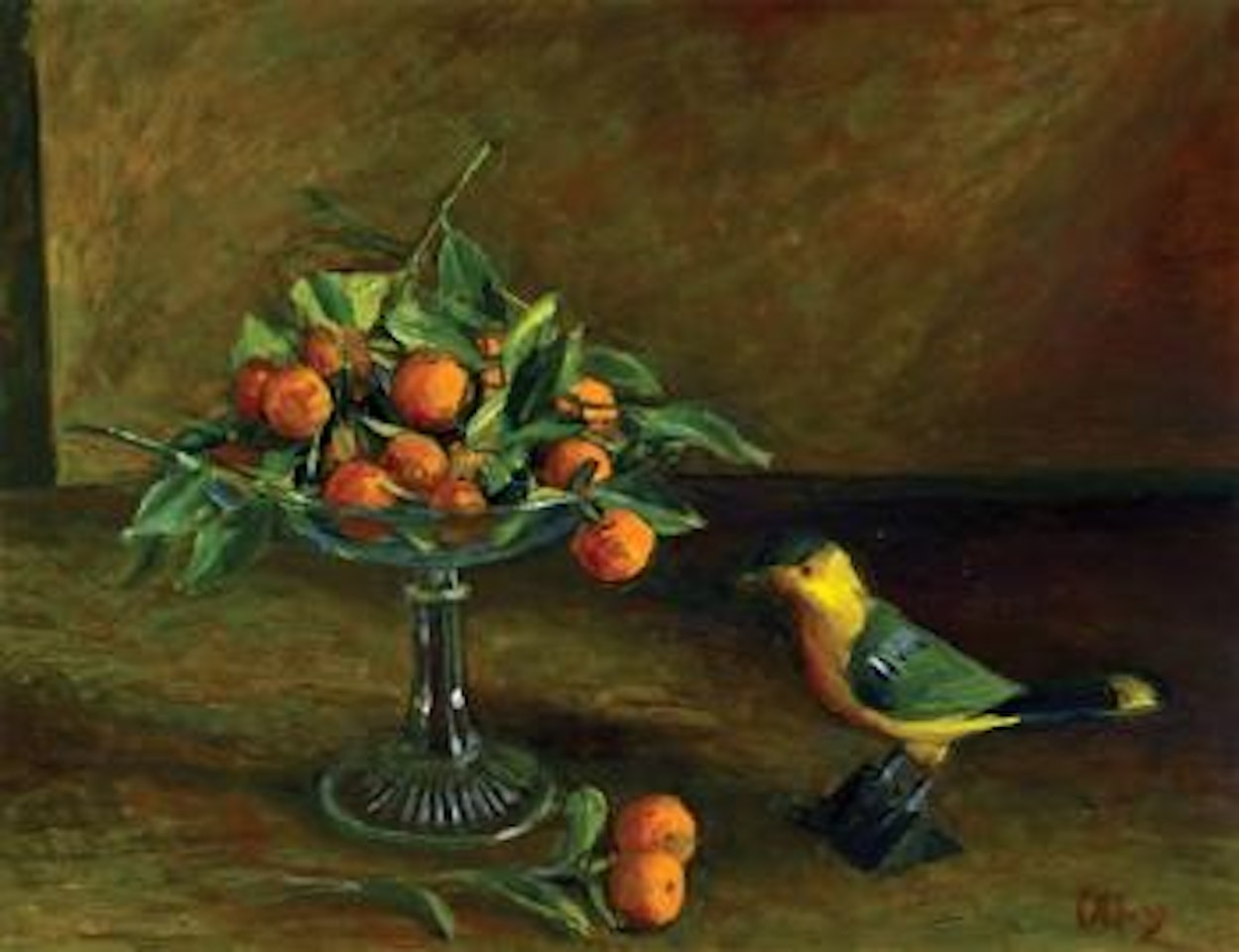 Mandarins and songbird by Margaret Hannah Olley