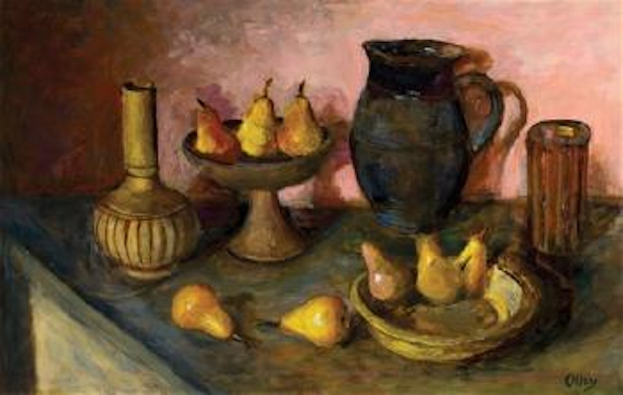 Still life with pears and pots by Margaret Hannah Olley