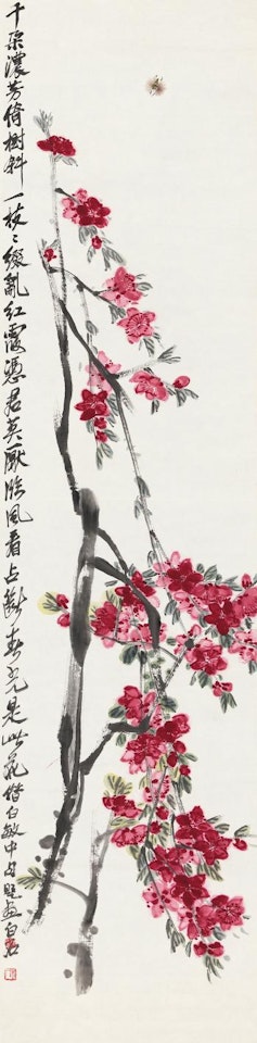 Peach Blossom And Bee by Qi Baishi