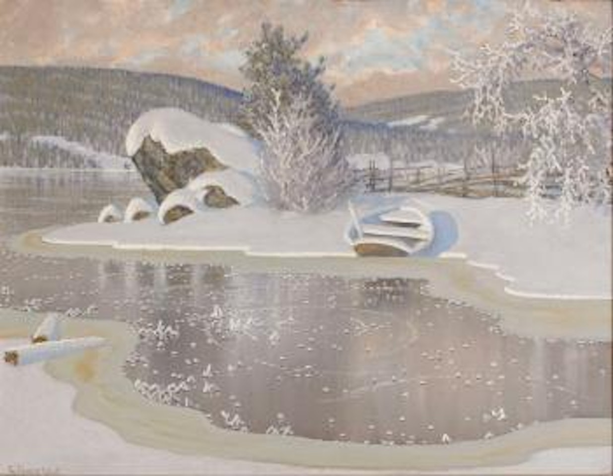 Rimfrost på is by Gustaf Fjaestad