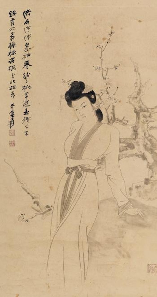 Peach Blossom And Beauty by Zhang Daqian