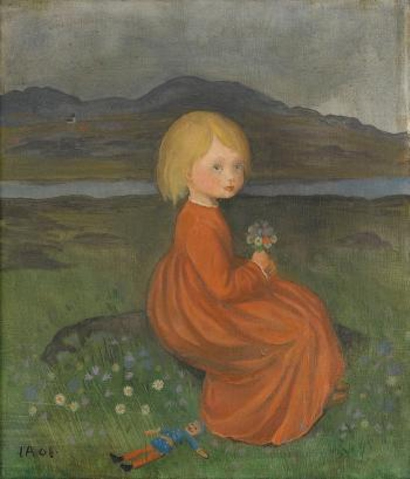 Lillan på ängen (Porträtt af min dotter) by Ivar Arosenius