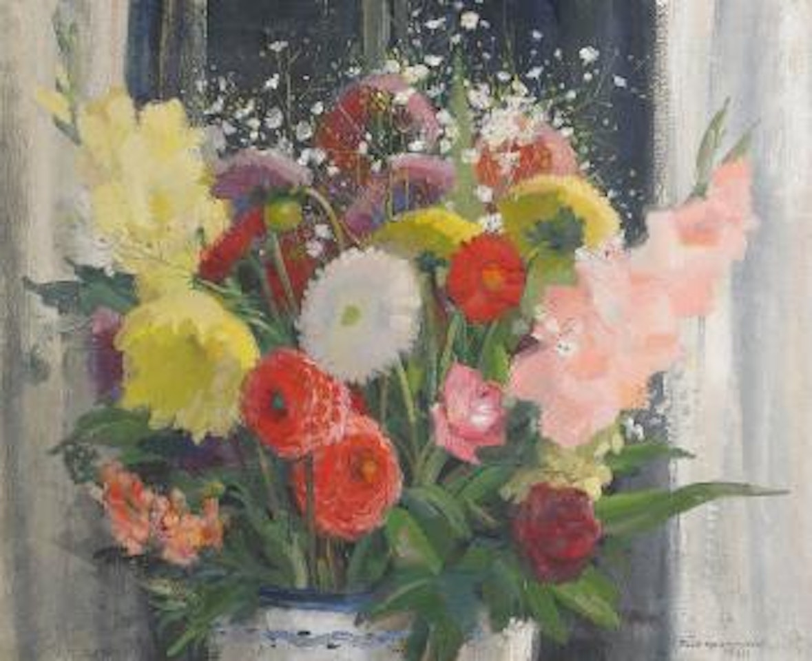 Stilleben med sommarblomster by Olle Hjortzberg