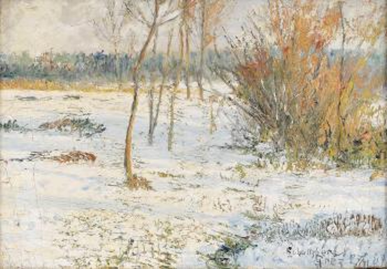 Första snön i aftonsol - Grez by Anshelm Schultzberg