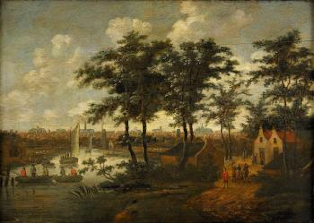 Stadsmotiv från Delft by Pieter van de Velde