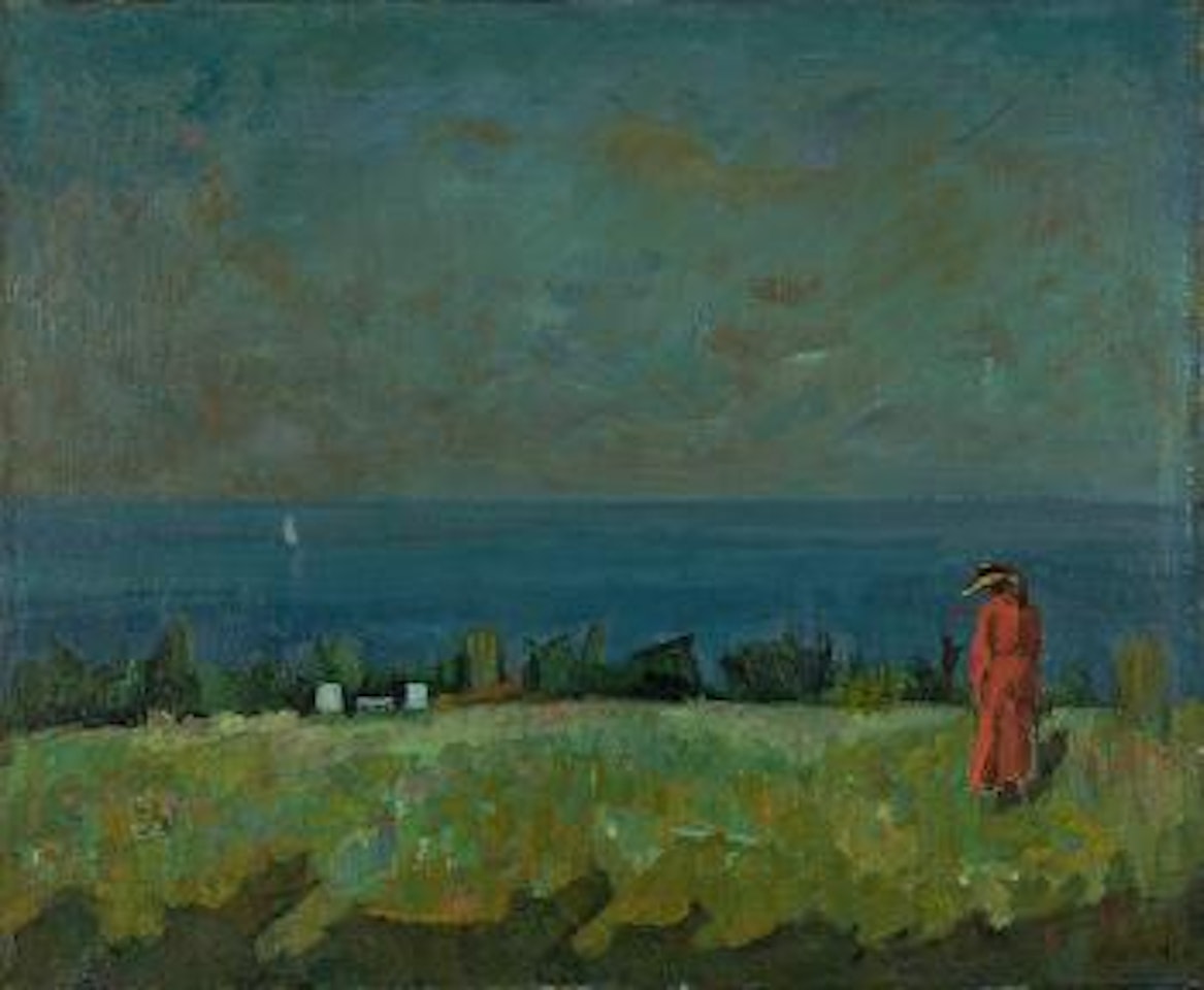 Uferlandschaft mit roter Figur by Paul Basilius Barth