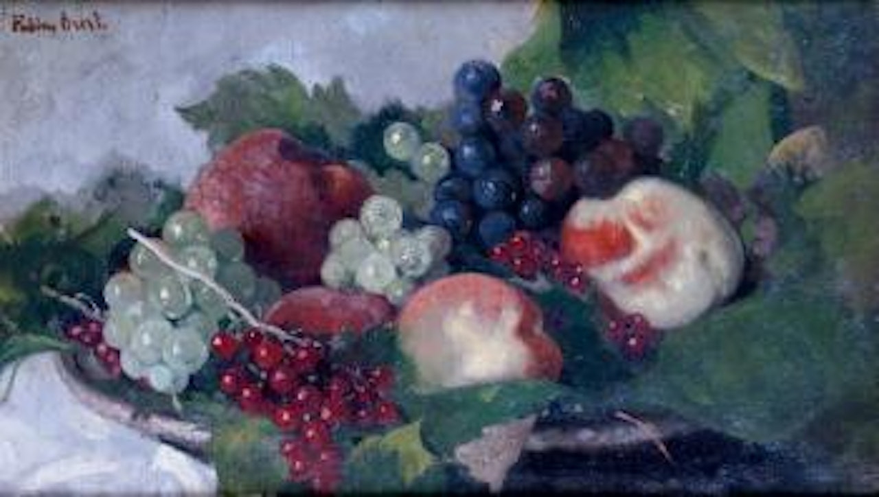 Nature morte aux pêches et aux raisins by Germain-Fabius Brest