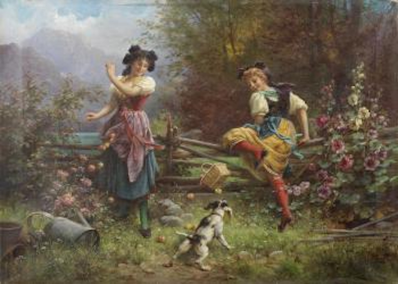 Tumbling apples by Hans Zatzka