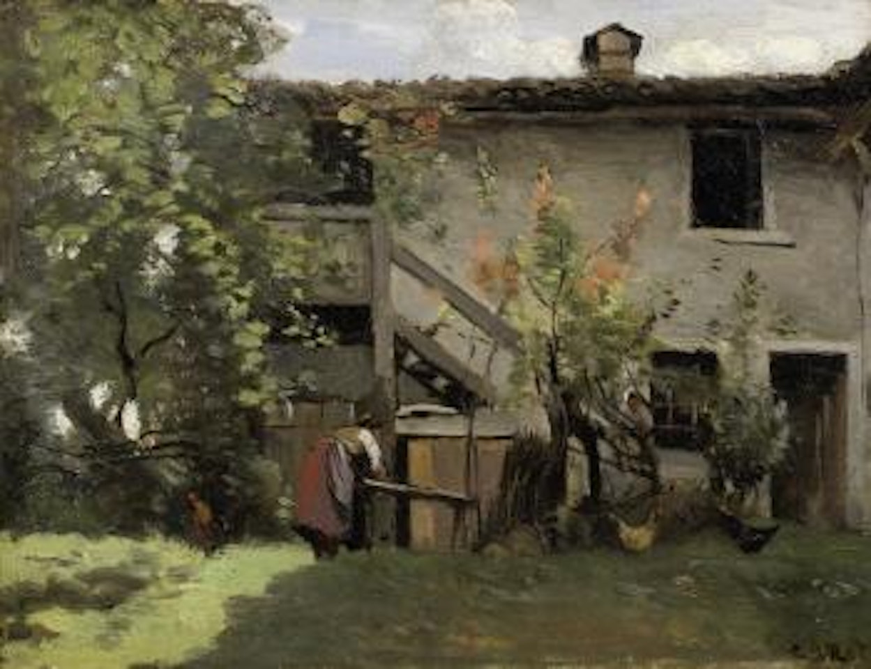 Cour de ferme dans le Limousin by Jean Baptiste Camille Corot