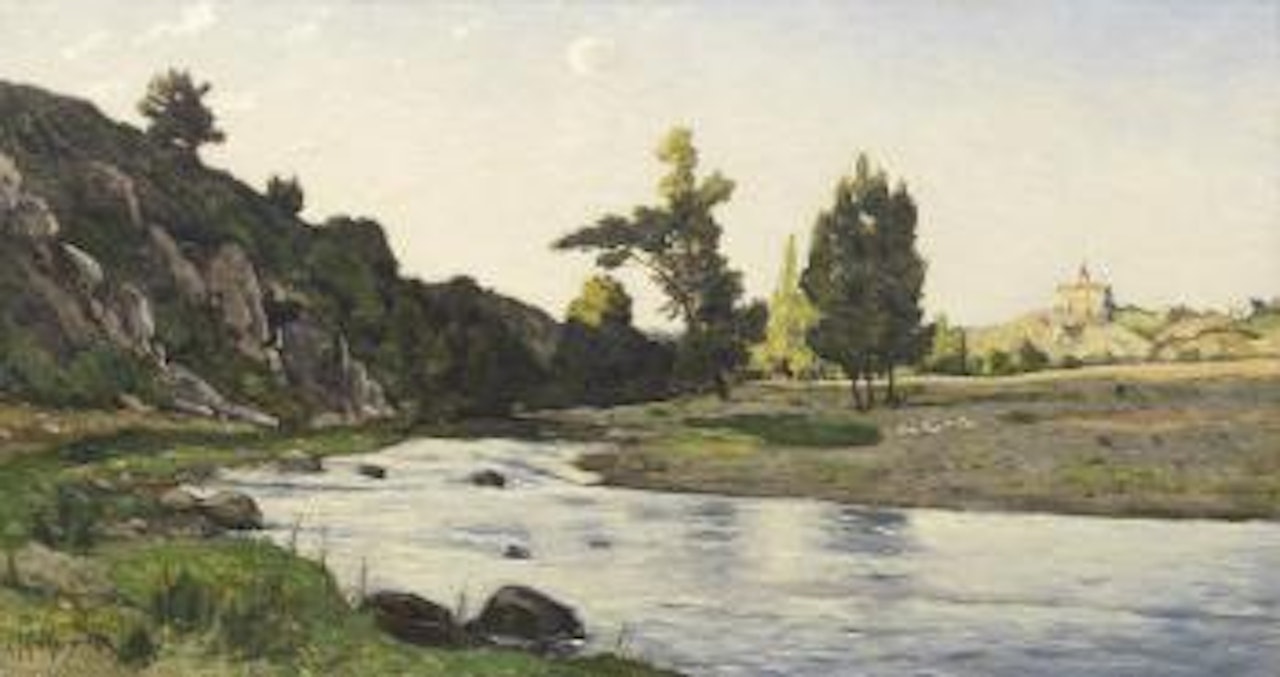 Les Bords De L'Aumance, près D'Hérisson, L, Église De Chateloy Au Fond by Henri Harpignies