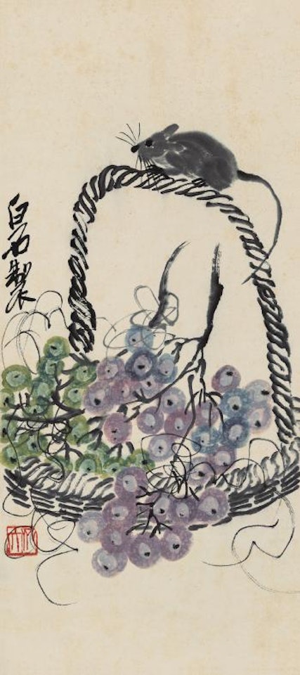 Grape And Rat by Qi Baishi