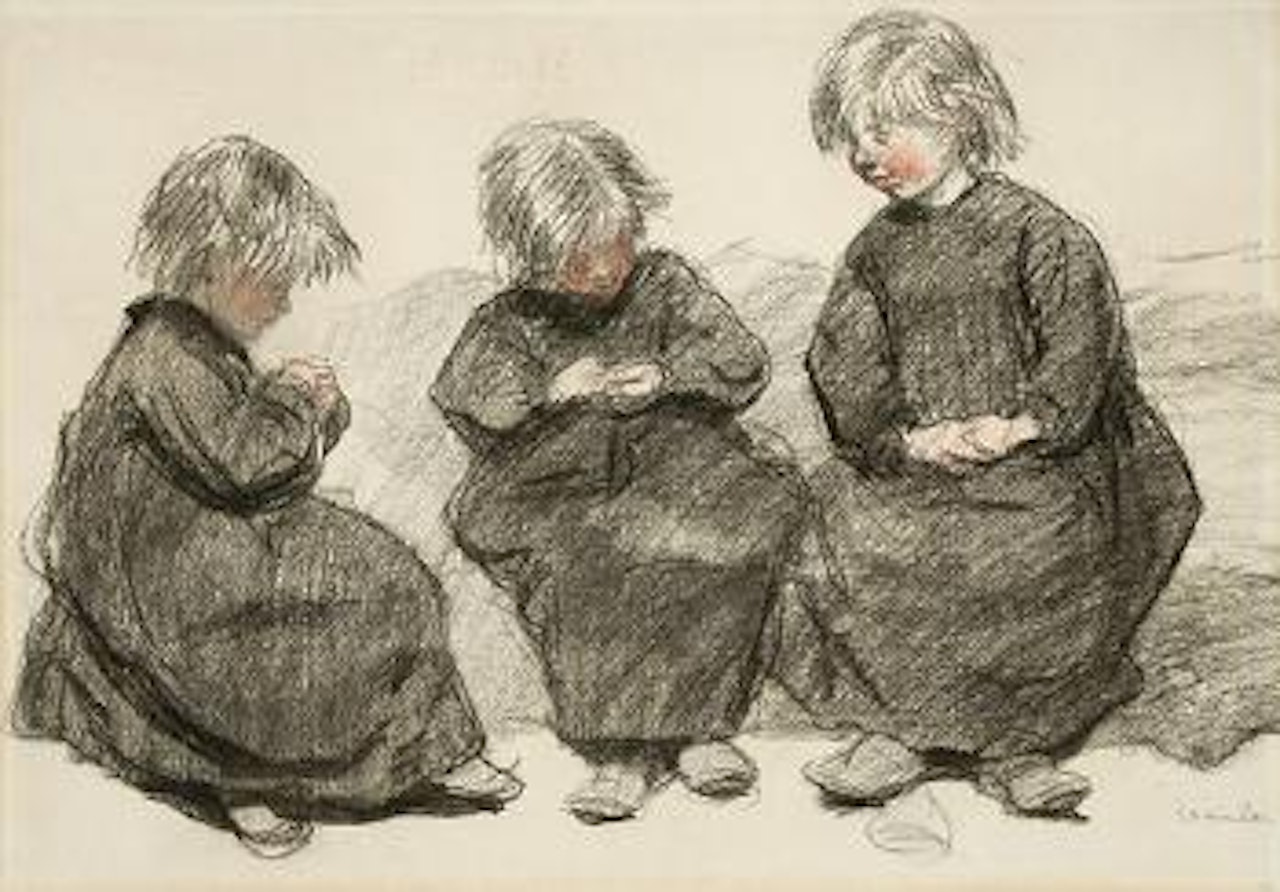 Drei sitzende Mädchen by Théophile Alexandre Steinlen