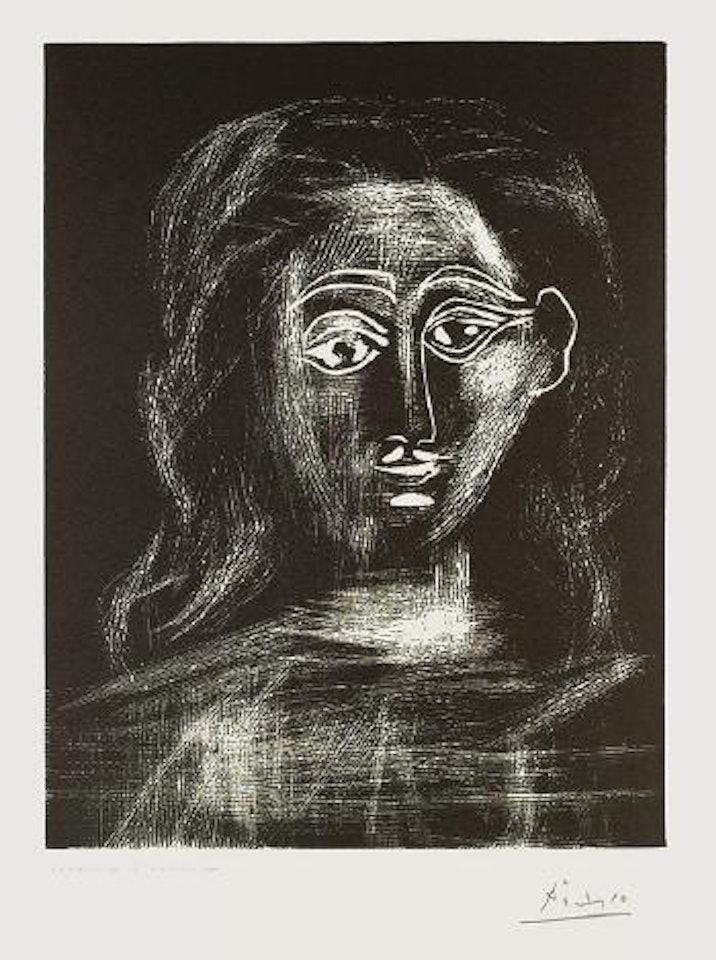 Jacqueline aux cheveux flous, en buste by Pablo Picasso