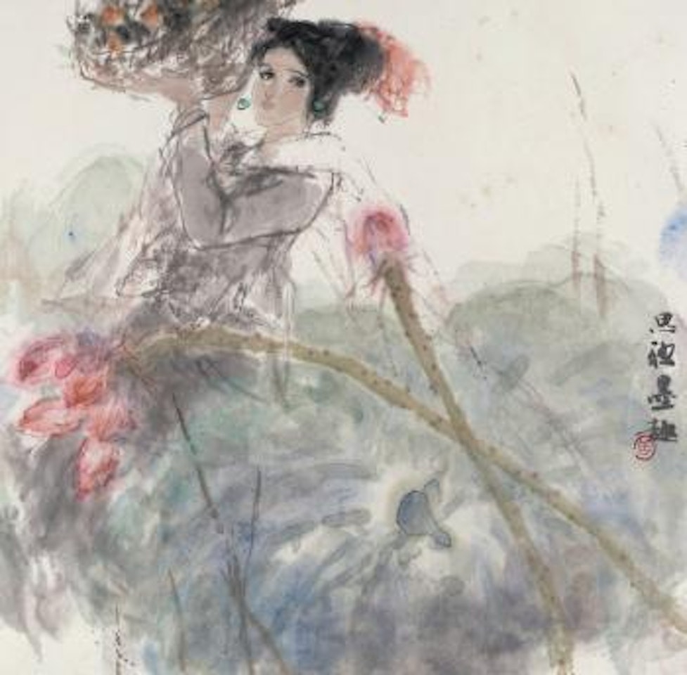 A  Lady By A Lotus Pond by Zhou Sicong