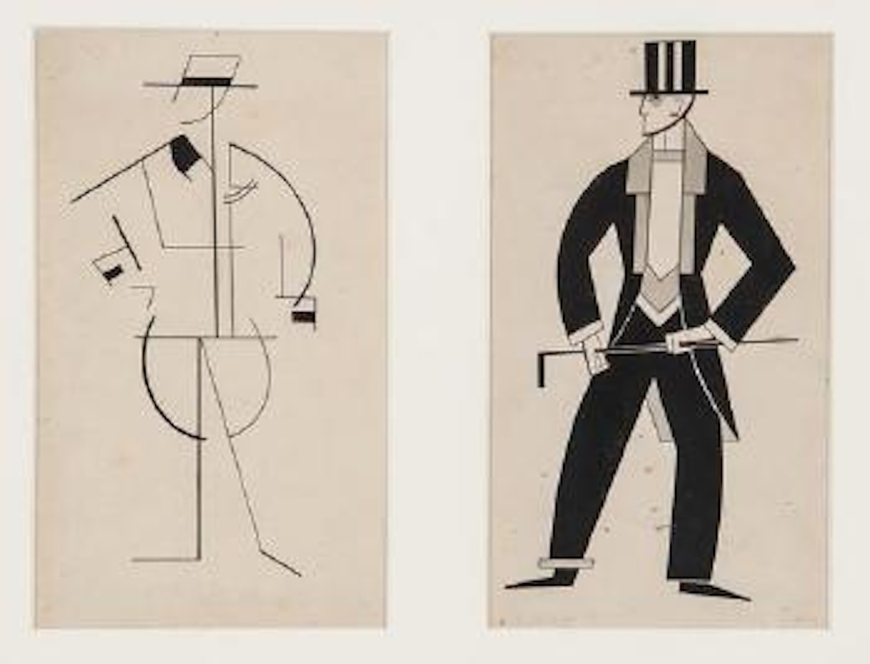 Two male cabaret costume designs by Alexandra Exter