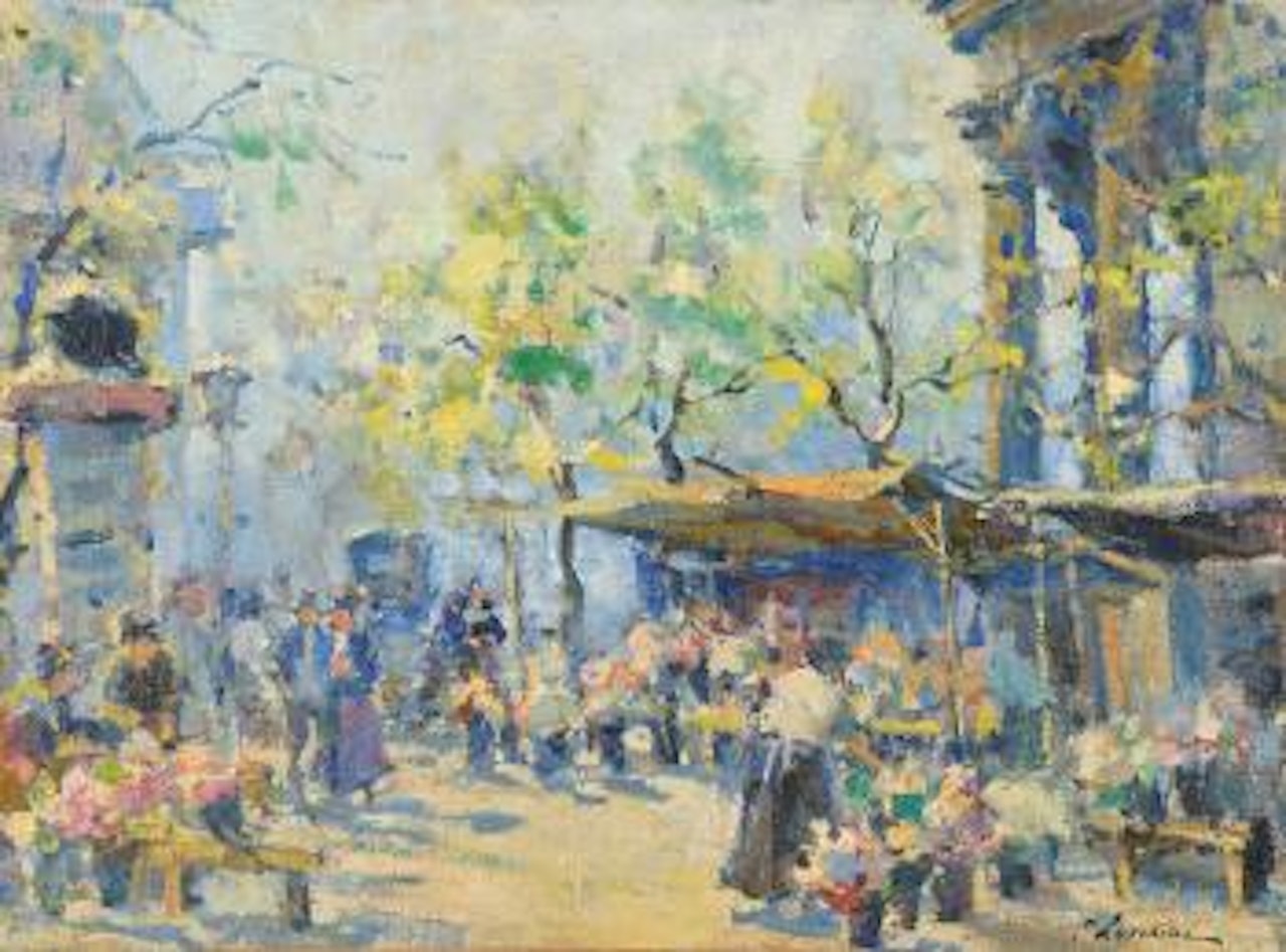 Le marché aux fleurs place de la Madeleine by Georgij Aleksandrovic Lapschin