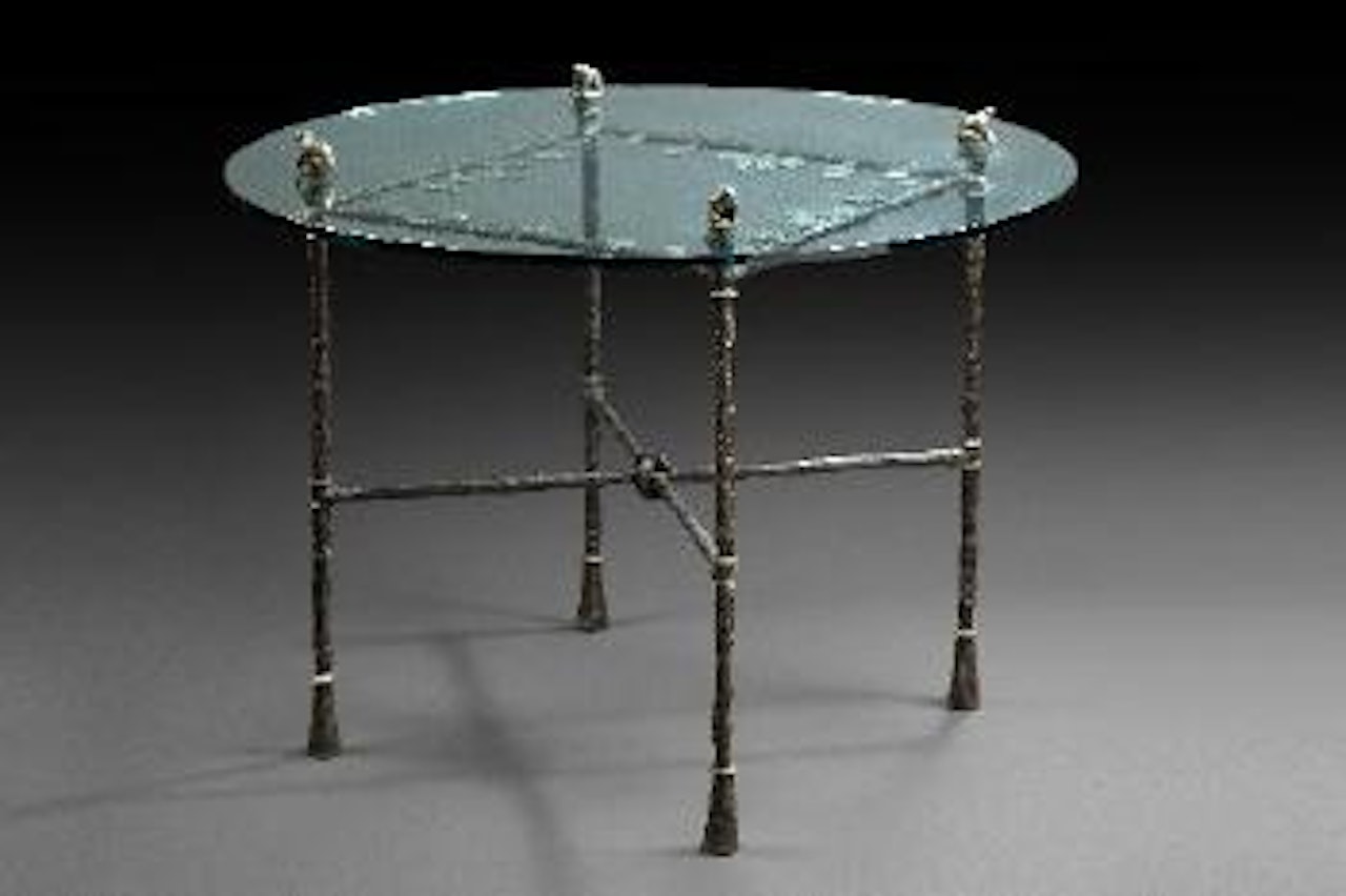 Table with leaves and frogs by Diego Giacometti