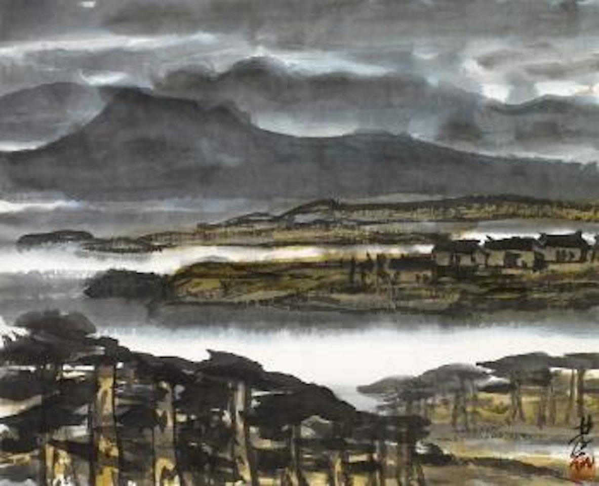 Scenery by the river by Lin Fengmian