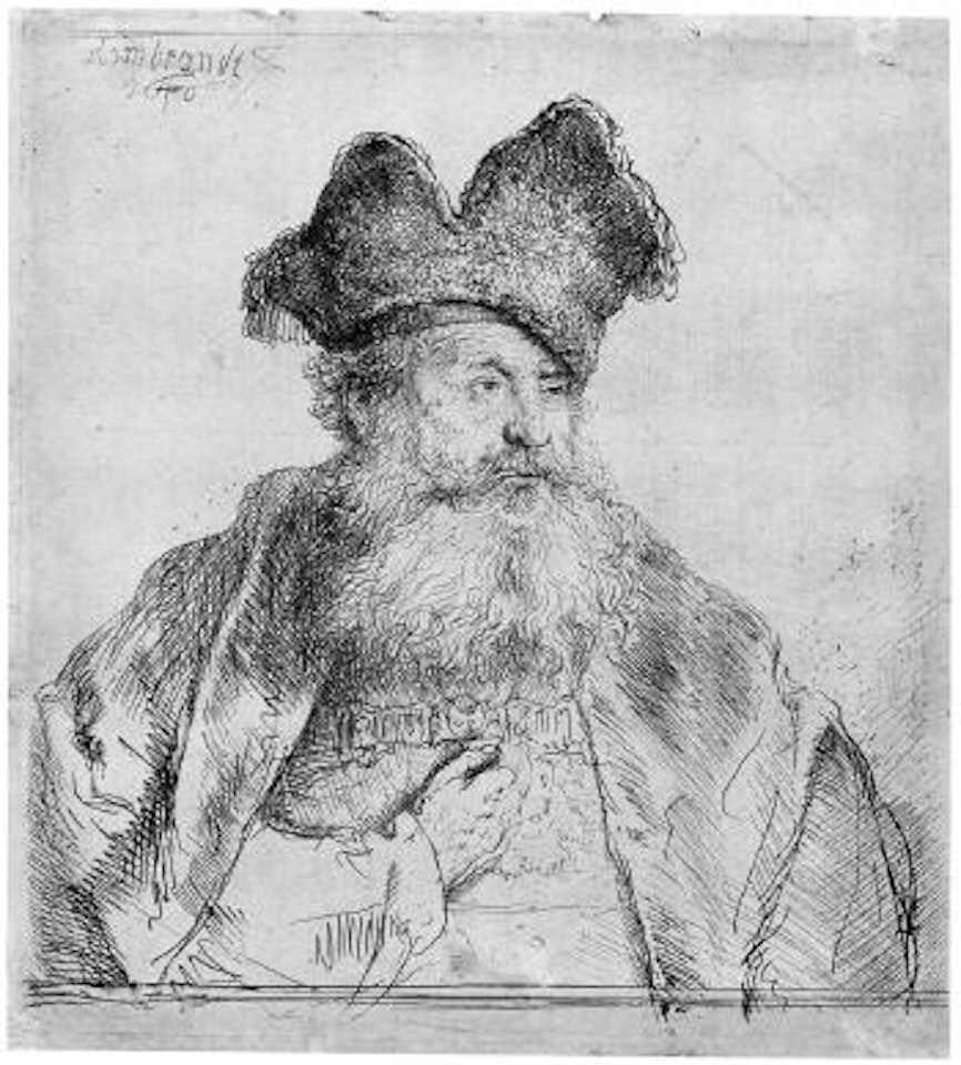 Alter Mann mit gespaltener Pelzmütze by Attributed to Rembrandt Harmensz van Rijn