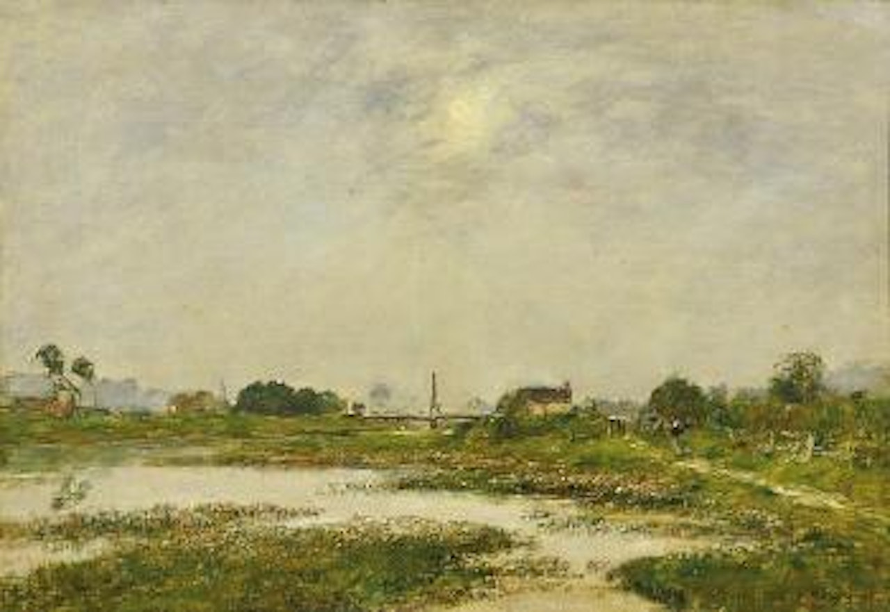 The banks in Touques at high tide by Eugène Boudin