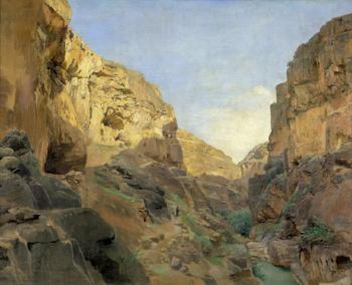 Blick in das Flusstal Wadi Kelt (Wadi Qilt) bei Jerusalem by Gustav Bauernfeind