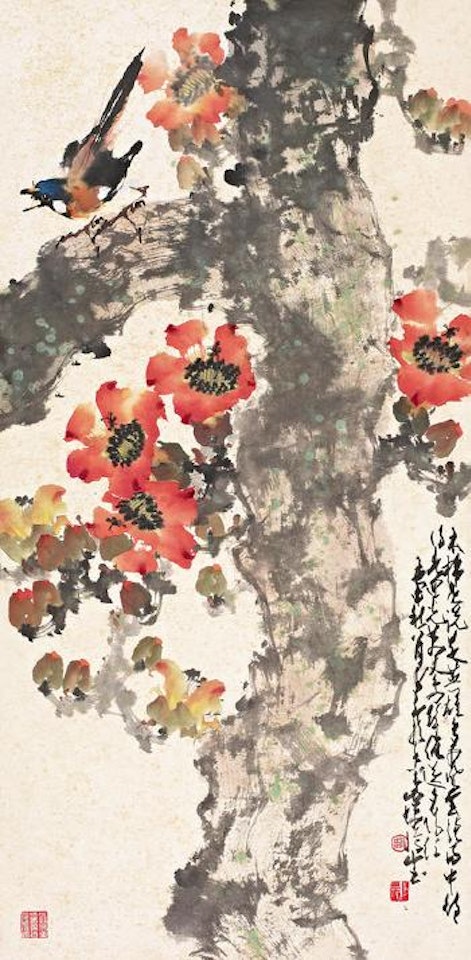Bird on kapok tree by Zhao Shao'ang
