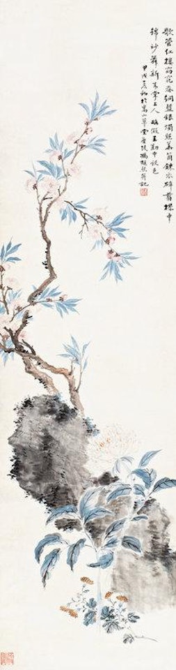 Peach blossom and peony by Feng Chaoran