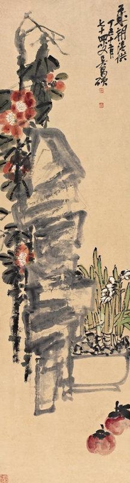 Stone and flowers by Wu Changshuo