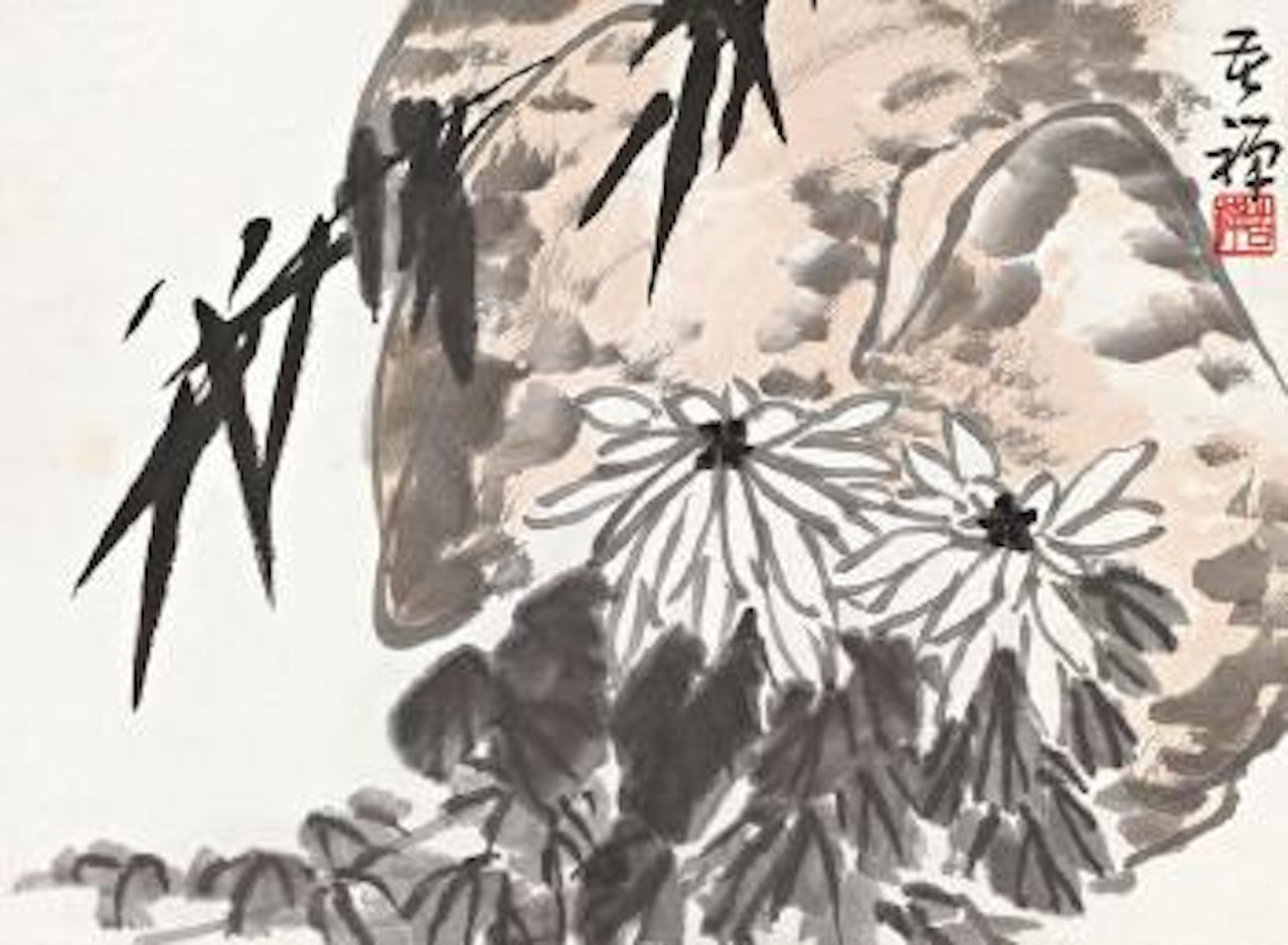 Chrysanthemum and stone by Li Kuchan