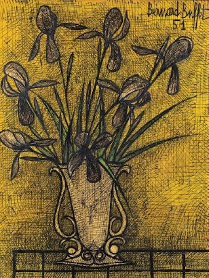 Bouquet d'iris violets dans un vase, Bernard Buffet : Auction