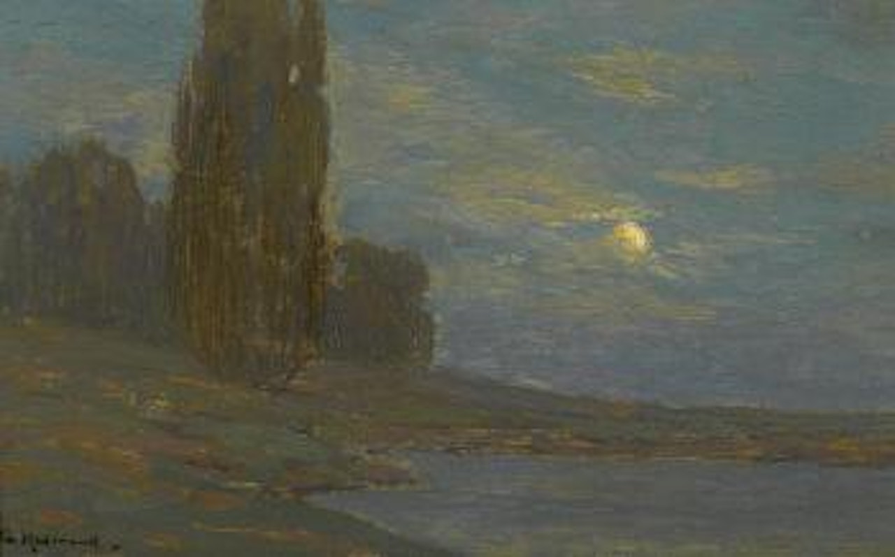 Moonlit landscape by Granville Redmond