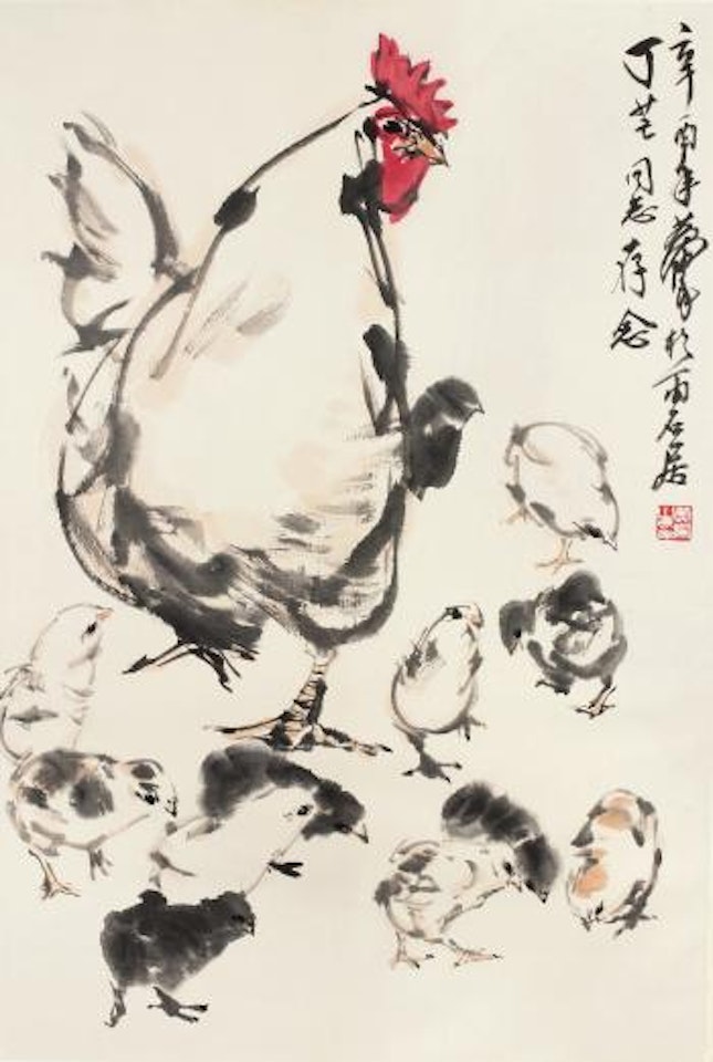 Hen And Chicks by Huang Zhou