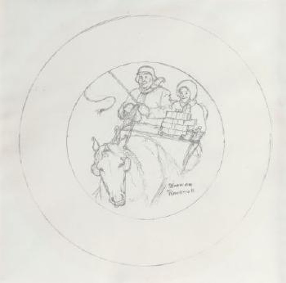 The Christmas Sleigh, Franklin Mint plate illustration study by Norman Rockwell
