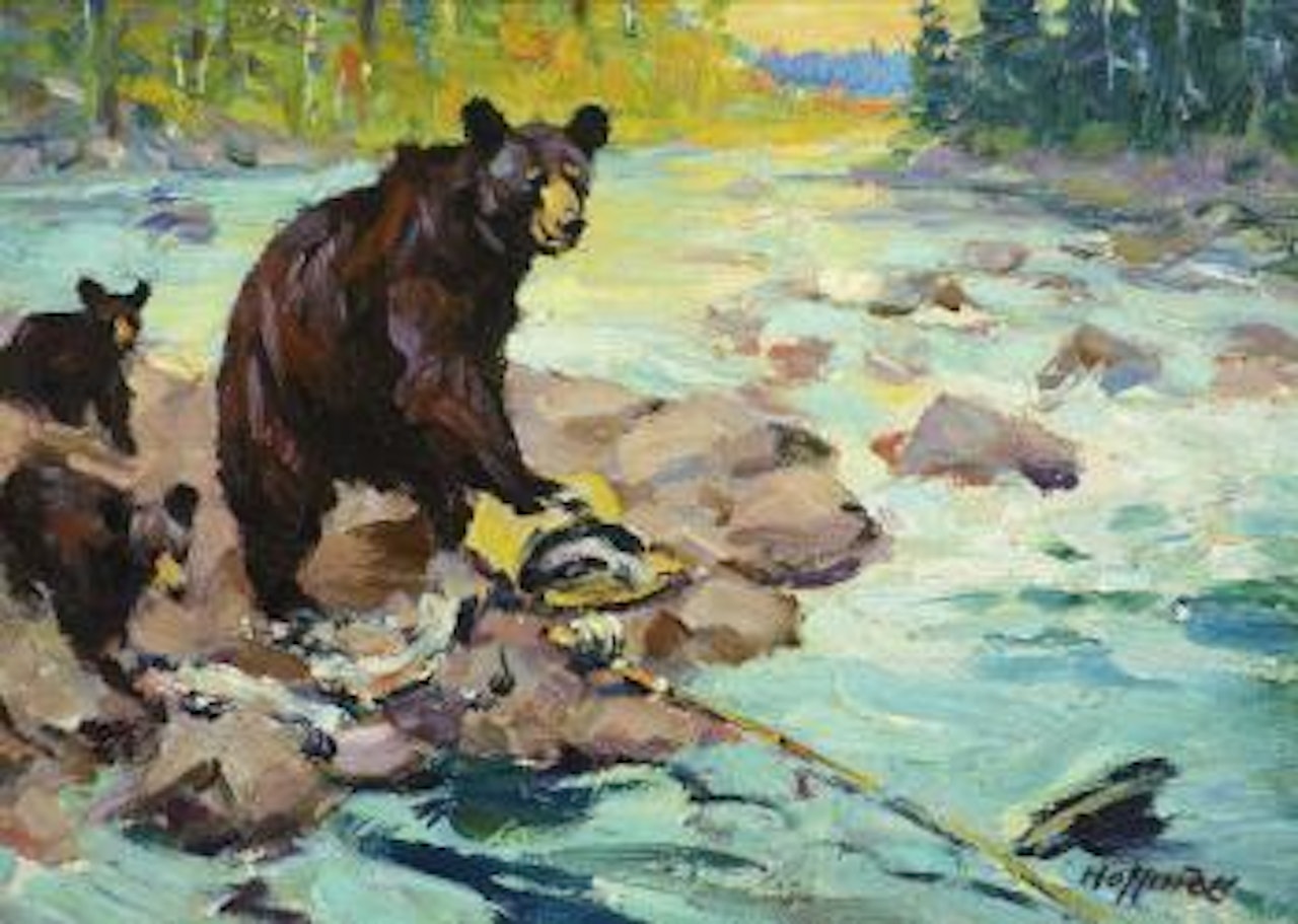Black Bear Sow with Cubs. My Ram. by Frank B. Hoffman