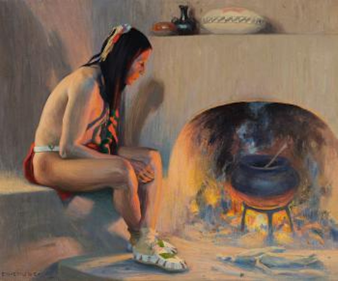 A Pueblo Fireplace by E. Irving Couse