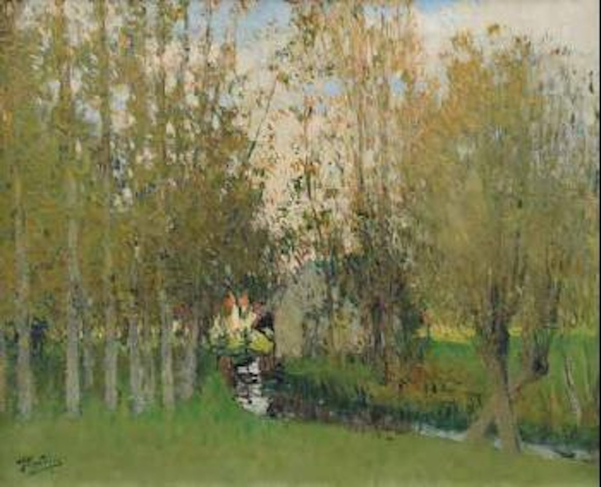 Pappeln am Fluss by Pierre Eugène Montezin