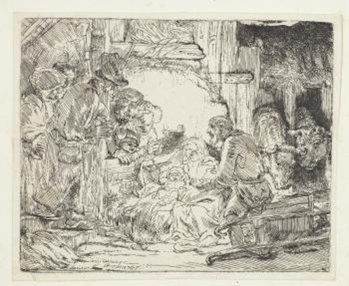 The Adoration of the Shepherds: With the Lamp (Bartsch 45) by Attributed to Rembrandt Harmensz van Rijn