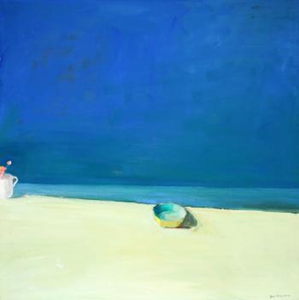 Yellow bowl, cup and flowers by Paul Wonner