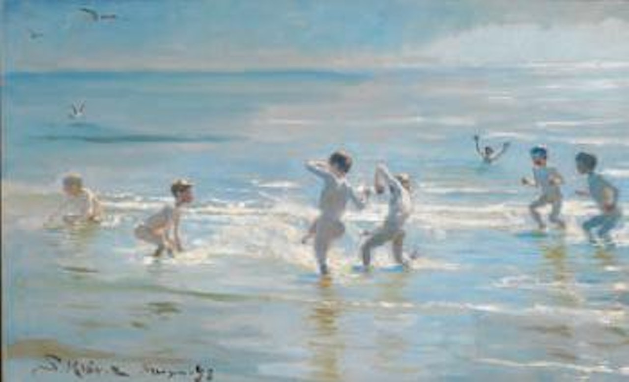 A group of boys in the glinting water by Peder Severin Kröyer