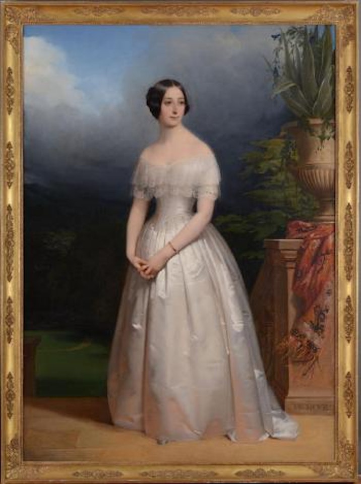 Full length portrait of Empress Eugenie de Montijo, wife of Napoleon III by Claude Marie Dubufe