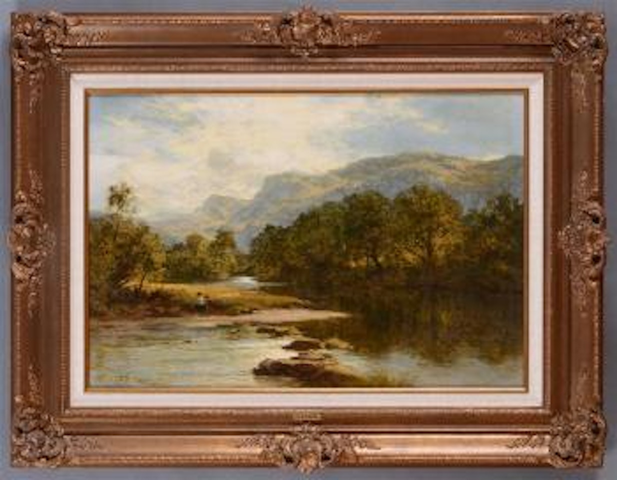 Landscape with stream and mountains by Benjamin Williams Leader