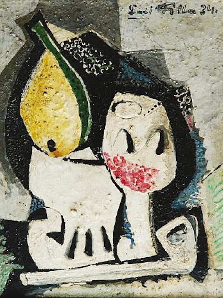 Still life with fruit, a cup and a pipe by Emil Filla