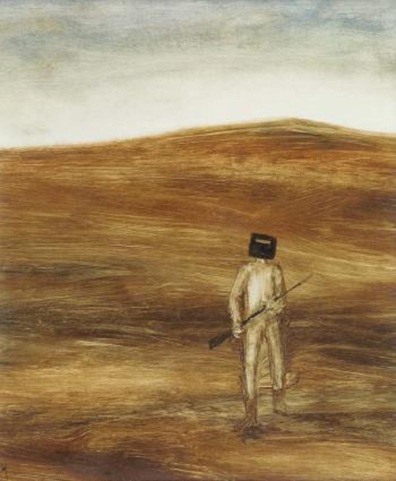 Kelly with rifle by Sidney Nolan