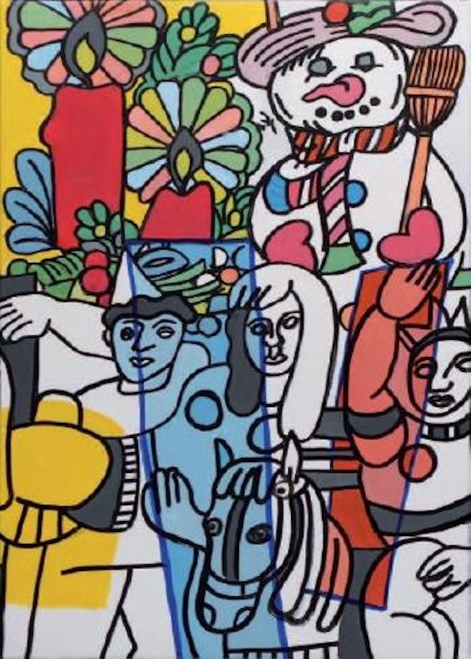 Snowman with acrobats by Erro