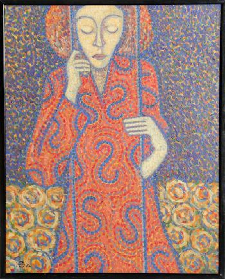 Untitled (Woman holding bars) by Boris Petrovich Sveshnikov