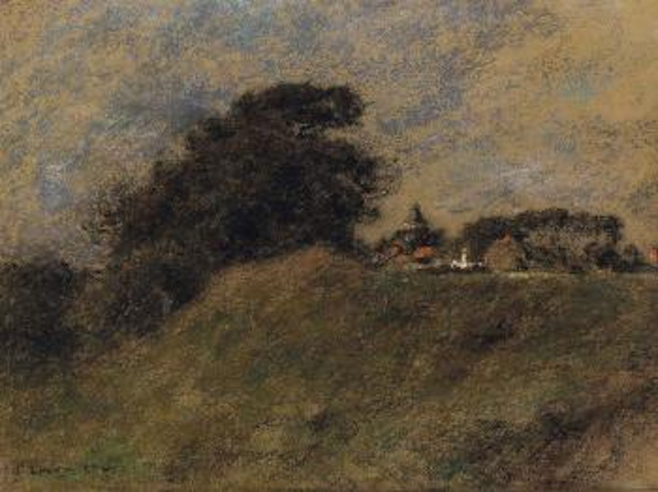 A hamlet in the countryside by Léon Augustin Lhermitte