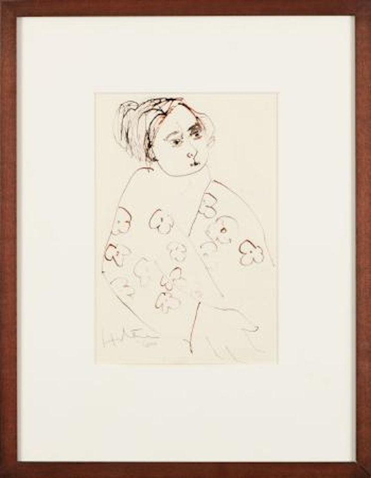 Woman with flowers by Ralph Hotere