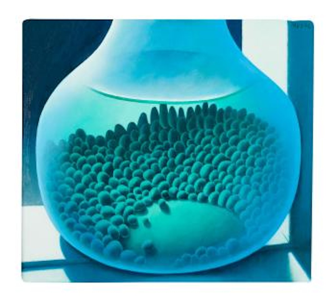 Stones in a blue bottle by Michael Smither